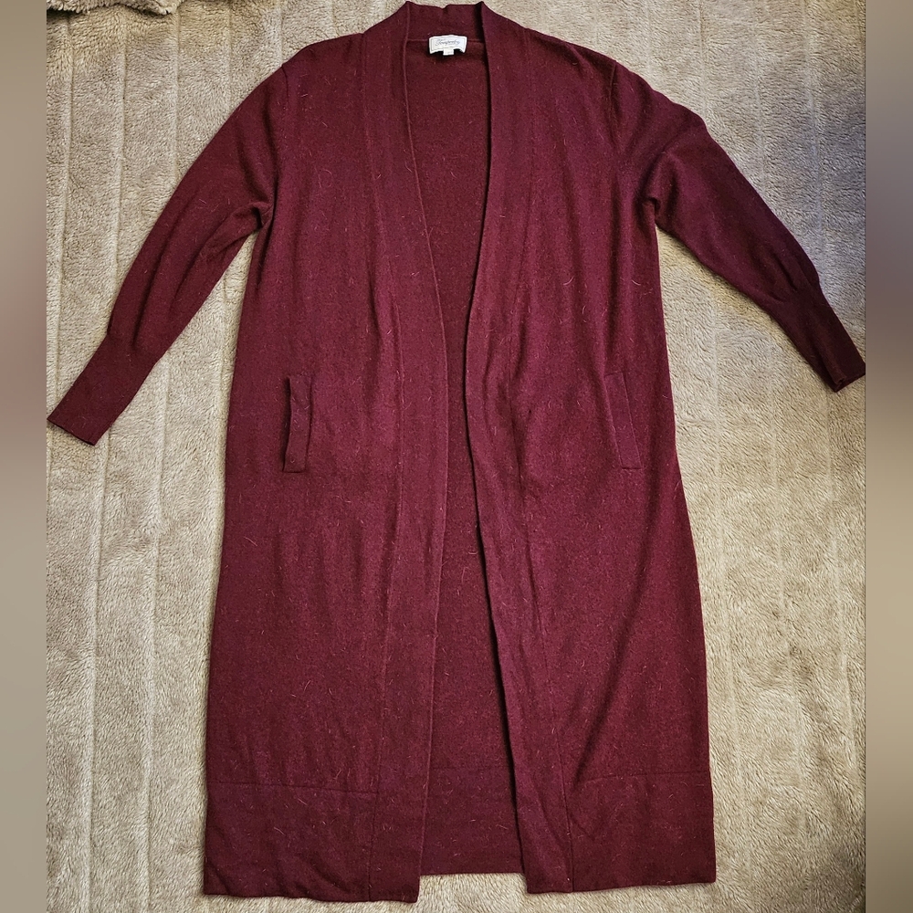 Temperley London Cashmere Blend Designer Open Front Long Cardigan